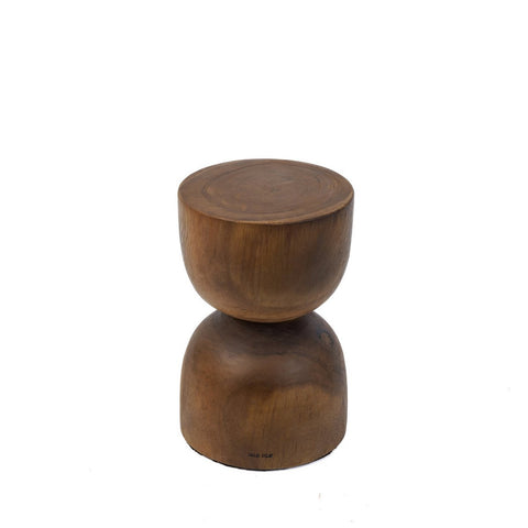 Wooden stool with two stacked levels on a white background