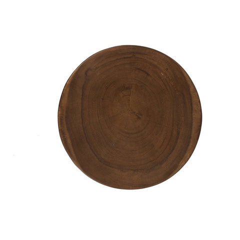Round wooden top of side table