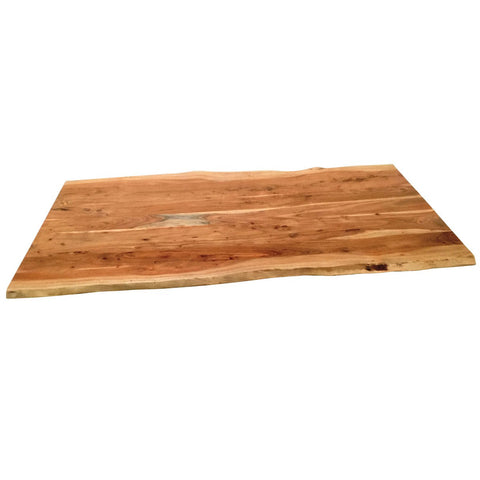 The Acacia Wood Table 160x85 cm is a rectangular dining table featuring a natural live edge and visible wood grain patterns in multiple brown shades.