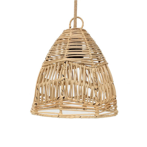 The Bala Pendant - Natural - S is a rope wicker basket, ideal as a boho lamp accent or easily transformed into a unique, handcrafted lampshade for an artisanal touch.