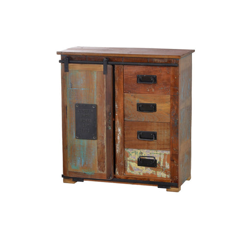The Bread Cabinet Unique is a handcrafted cabinet with drawers, made from recycled wood—ideal for bringing charm and color to your home decor.