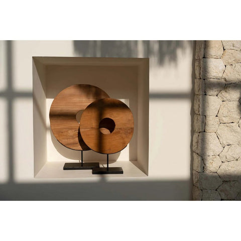 The Teak Disc on Stand - M