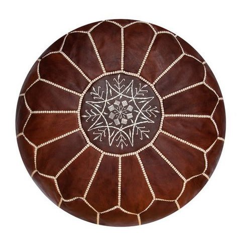Leather Pouffe - Honey Brown