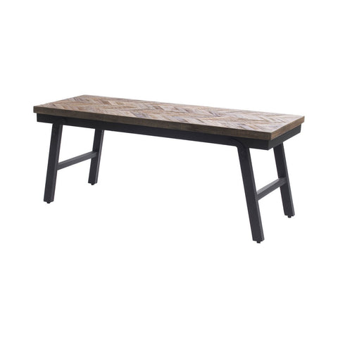 Wooden bench with a dark frame on a white background