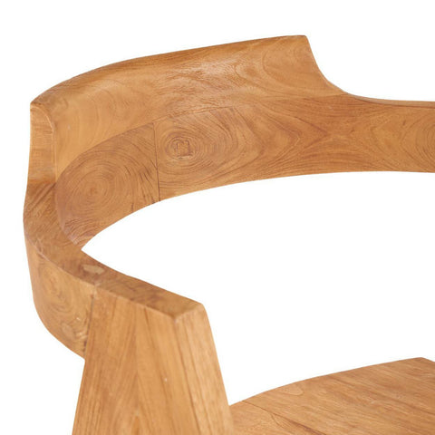 Wooden chair with a curved design back rest