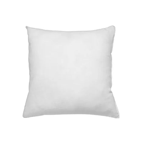 A plain white square pillow with a smooth texture, filled for extra support, is centered against a white background.