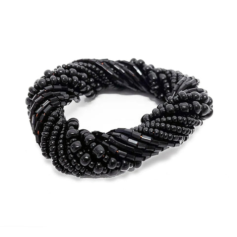 The Beaded Napkin Ring - Black - Set of 4