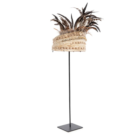 The Guinea Feather Hat on Stand - Natural Black