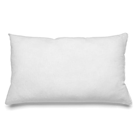 A white, rectangular pillow with a smooth and soft texture reminiscent of luxurious cushion covers. Displayed against a plain white background, it emphasizes its simplicity and plush appearance.