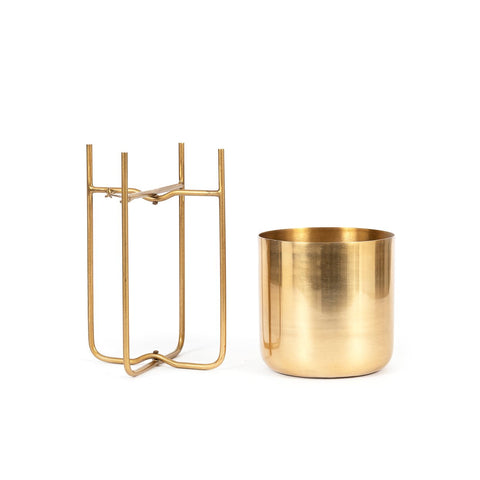 The Brass Planter on Stand - Brass - M