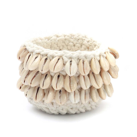 The Cowrie Macrame Candle Holder - Natural S